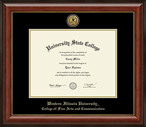 Western Illinois University College of Fine Arts and Communication - Officially Licensed - Gold Medallion Diploma Frame - Document Size 11" x 8.5"