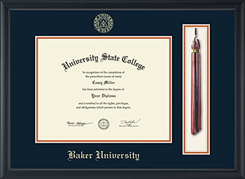 Baker University - Officially Licensed - Gold Embossed Tassel Diploma Frame - Document Size 11" x 8.5"