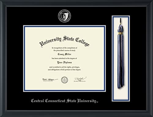 Central Connecticut State University - Officially Licensed - Bachelor's/Master's - Silver Embossed Tassel Diploma Frame - Document Size 10" x 8"