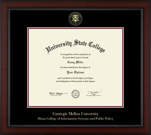 Carnegie Mellon University Heinz College of Information Systems and Public Policy - Officially Licensed - Gold Embossed Diploma Frame - Document Size 17" x 14"