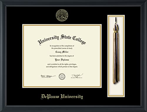 DePauw University - Officially Licensed - Gold Embossed Tassel Diploma Frame - Document Size 10" x 8"