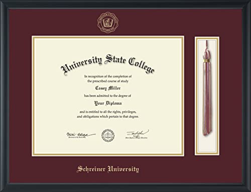 Schreiner University - Officially Licensed - Gold Embossed Tassel Diploma Frame - Document Size 14" x 11"