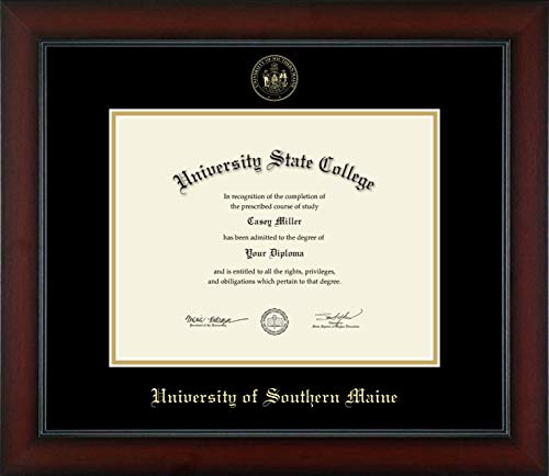 University of Southern Maine - Officially Licensed - Master's/PhD Gold Embossed Diploma Frame - Document Size 11" x 8.5"