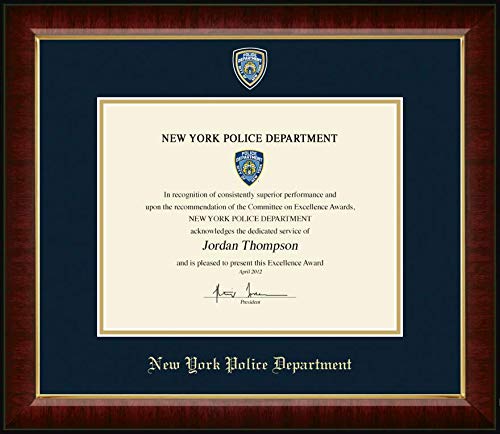 Church Hill Classics Police Department City of New York Certificate Frame - Masterpiece Medallion - Featuring Murano Moulding - Officially Licensed - Document Size 11" x 8.5"