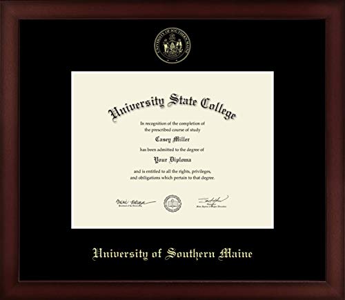 University of Southern Maine - Officially Licensed - Bachelor's - Gold Embossed Diploma Frame - Document Size 9" x 7"