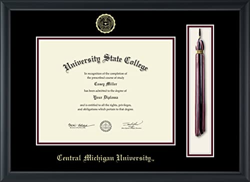 Central Michigan University - Officially Licensed - Bachelor's/Master's - Gold Embossed Tassel Diploma Frame - Document Size 11" x 8.5"