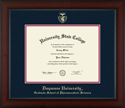 Duquesne University Graduate School of Pharmaceutical Sciences - Officially Licensed - Bachelor's/Master's - Gold Embossed Diploma Frame - Document Size 11" x 8.5"