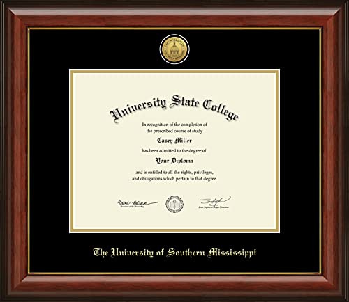 The University of Southern Mississippi - Officially Licensed - Gold Medallion Diploma Frame - Document Size 11" x 8.5"