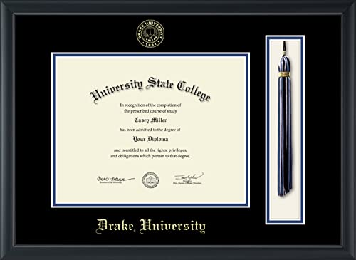 Drake University - Officially Licensed - Gold Embossed Tassel Diploma Frame - Document Size 11" x 8.5"