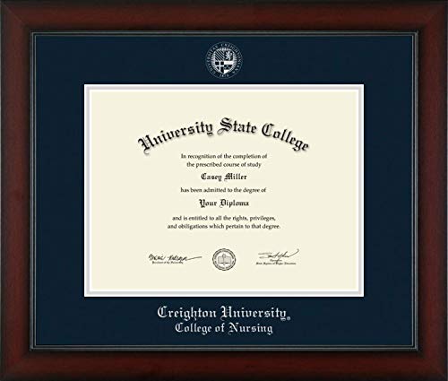 Creighton University College of Nursing - Officially Licensed - PhD - Silver Embossed Diploma Frame - Document Size 12" x 9"