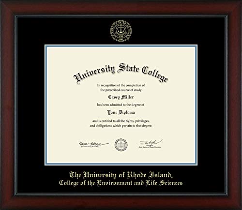 The University of Rhode Island College of The Environment and Life Sciences - Officially Licensed - Gold Embossed Diploma Frame - Document Size 14" x 11"