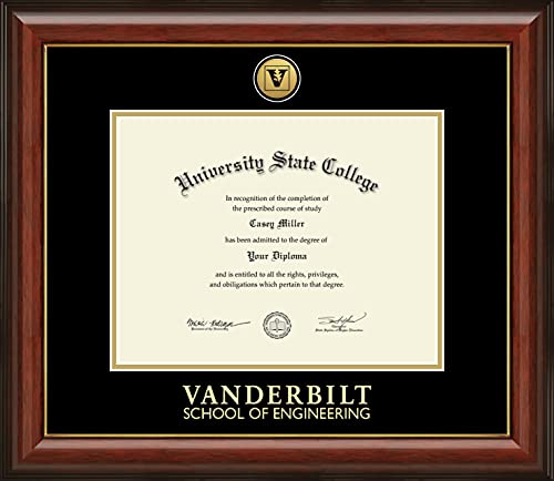 Vanderbilt University School of Engineering - Officially Licensed - Gold Medallion Diploma Frame - Document Size 11" x 8.5"