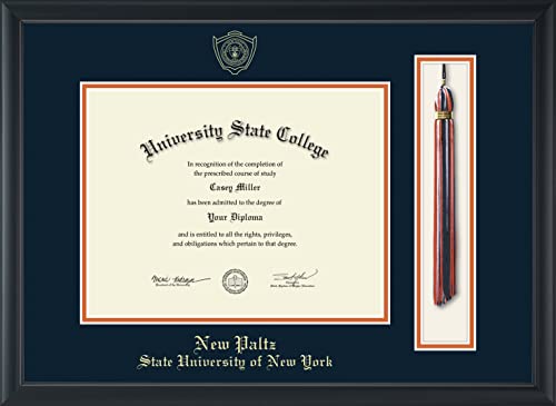 State University of New York New Paltz - Officially Licensed - Gold Embossed Tassel Diploma Frame - Document Size 11" x 8.5"