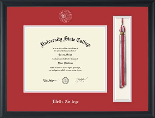 Wells College - Officially Licensed - Silver Embossed Tassel Diploma Frame - Document Size 10" x 8"