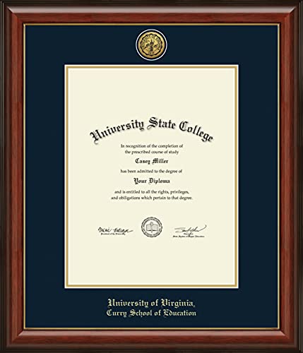 Framerly For University of Virginia Curry School of Education - Officially Licensed - Gold Medallion Diploma Frame - Document Size 17" x 22"