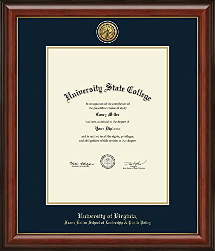 Framerly For University of Virginia Frank Batten School of Leadership & Public Policy - Officially Licensed - Gold Medallion Diploma Frame - Document Size 17" x 22"