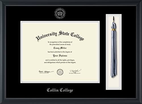 Collin College - Officially Licensed - Silver Embossed Tassel Diploma Frame - Document Size 11" x 8.5"