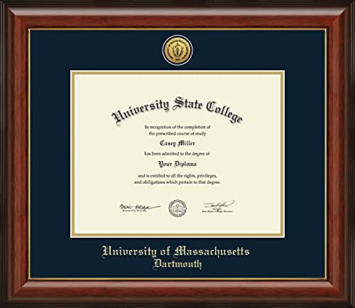 University of Massachusetts Dartmouth - Officially Licensed - Gold Medallion Diploma Frame - Document Size 11" x 8.5"