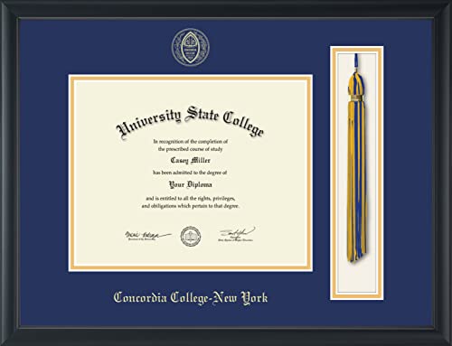 Concordia College New York - Officially Licensed - Gold Embossed Tassel Diploma Frame - Document Size 10" x 8"