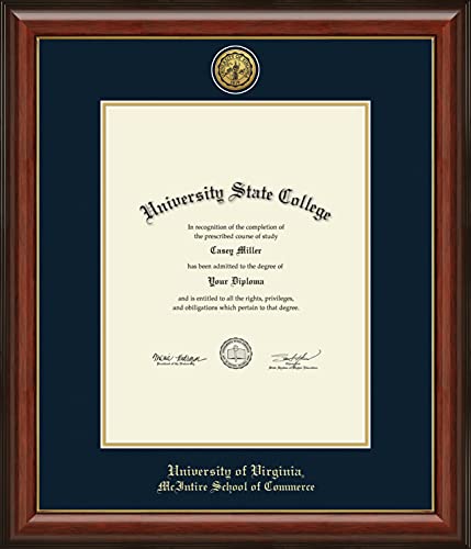 Framerly For University of Virginia McIntire School of Commerce - Officially Licensed - Gold Medallion Diploma Frame - Document Size 17" x 22"