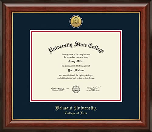 Belmont University College of Law - Officially Licensed - Gold Medallion Diploma Frame - Document Size 11" x 8.5"