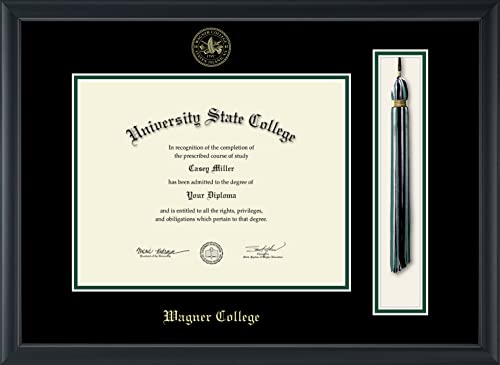 Wagner College - Officially Licensed - 2019 to Present Bachelor's/Master's - Gold Embossed Tassel Diploma Frame - Document Size 11" x 8.5"