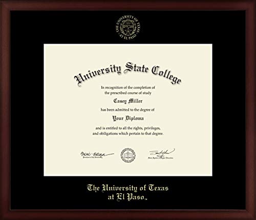 University of Texas at El Paso - Officially Licensed - PhD - Gold Embossed Diploma Frame - Document Size 14" x 11"