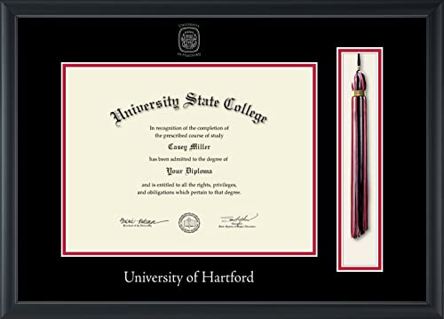 University of Hartford - Officially Licensed - Silver Embossed Tassel Diploma Frame - Document Size 12" x 9"