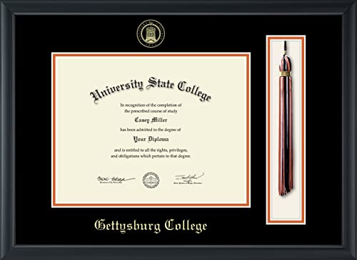 Gettysburg College - Officially Licensed - Gold Embossed Tassel Diploma Frame - Document Size 11" x 8.5"