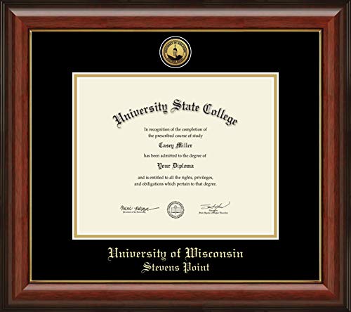 Framerly For University of Wisconsin Stevens Point - Officially Licensed - Gold Medallion Diploma Frame - Document Size 10" x 8"