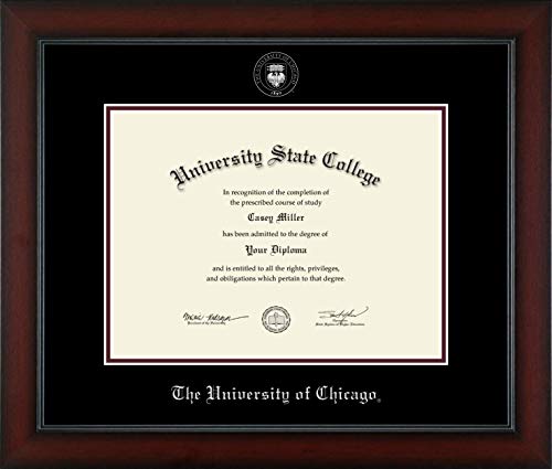 University of Chicago - Officially Licensed - Silver Embossed Diploma Frame - Document Size 12" x 9"