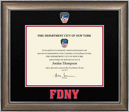 Church Hill Classics Fire Department City of New York Certificate Frame - Dimensions Edition - Featuring Easton Moulding - Officially Licensed - Document Size 11" x 8.5"