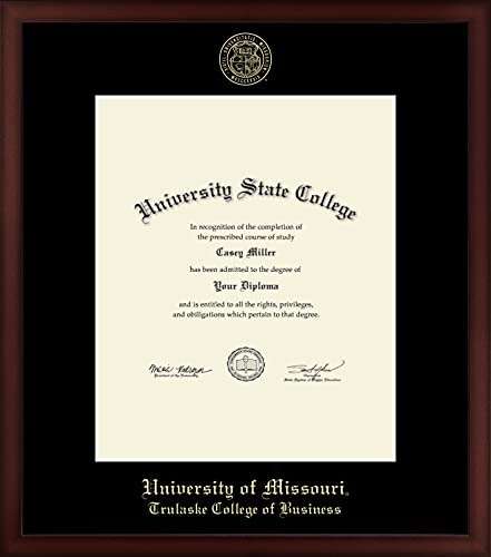 University of Missouri Columbia Trulaske College of Business - Officially Licensed - Pre-Spring 2021 PhD - Gold Embossed Diploma Frame - Document Size 14" x 17"