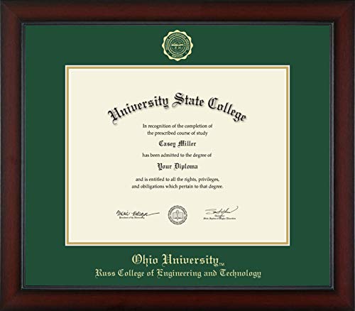 Ohio University Russ College of Engineering and Technology - Officially Licensed - PhD - Gold Embossed Diploma Frame - Document Size 15" x 12"