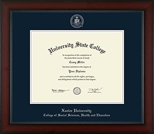 Xavier University College of Social Sciences, Health and Education - Officially Licensed - Bachelor's/Master's - Silver Embossed Diploma Frame - Document Size 11" x 8.5"