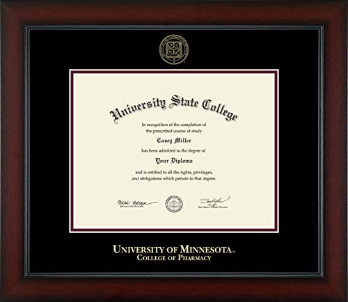 University of Minnesota Twin Cities College of Pharmacy - Officially Licensed - Gold Embossed Diploma Frame - Document Size 11" x 8.5"