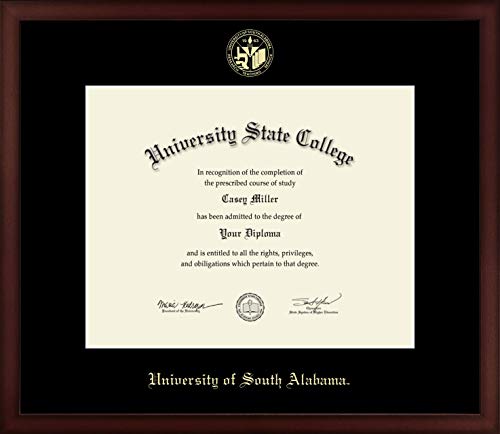 University of South Alabama - Officially Licensed - PhD - Gold Embossed Diploma Frame - Document Size 15" x 12"