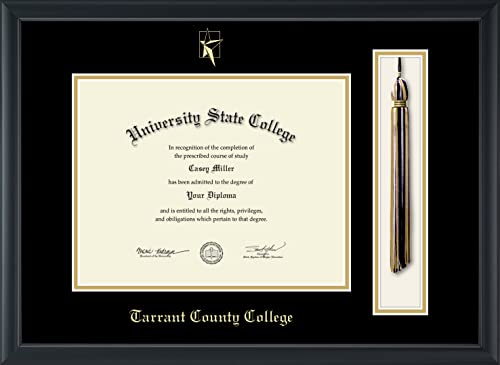 Tarrant County College - Officially Licensed - Gold Embossed Tassel Diploma Frame - Document Size 11" x 8.5"