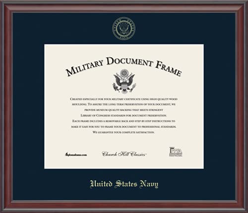 Church Hill Classics United States Navy Certificate Frame - Featuring Studio Moulding - Horizontal Orientation - Officially Licensed - Document Size 14" x 11"