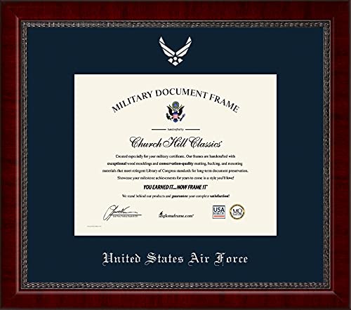 Church Hill Classics United States Air Force Certificate Frame - Featuring Sutton Moulding - Horizontal Orientation - Officially Licensed - Document Size 10" x 8"