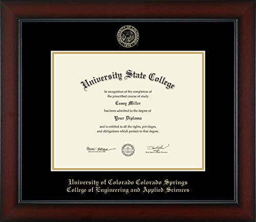 University of Colorado Colorado Springs College of Engineering and Applied Sciences - Officially Licensed - Gold Embossed Diploma Frame - Document Size 11" x 8.5"