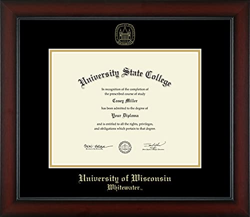 Framerly For University of Wisconsin Whitewater - Officially Licensed - December 2019 to Present Associate's/Bachelor's/Master's/PhD - Gold Embossed Diploma Frame - Document Size 11" x 8.5"