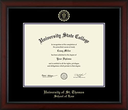 University of St. Thomas School of Law - Officially Licensed - Gold Medallion Diploma Frame - Document Size 14" x 11"