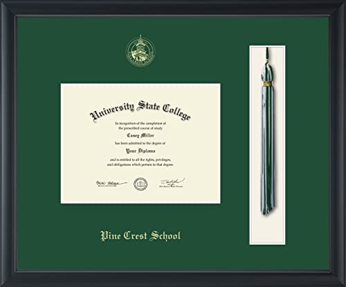 Pine Crest School - Officially Licensed - Gold Embossed Tassel Diploma Frame - Document Size 8" x 6"