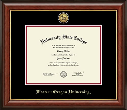 Western Oregon University - Officially Licensed - Gold Medallion Diploma Frame - Document Size 11" x 8.5"