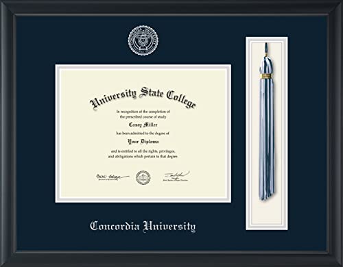 Concordia University Portland - Officially Licensed - Silver Embossed Tassel Diploma Frame - Document Size 9" x 7"