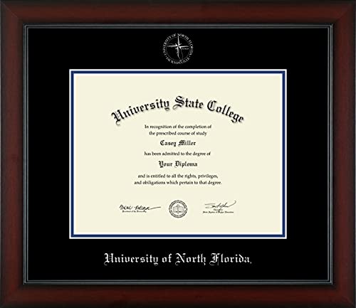 University of North Florida - Officially Licensed - Silver Embossed Diploma Frame - Document Size 11" x 8.5"