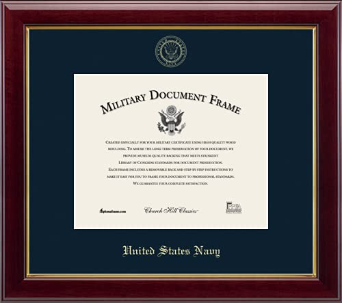 Church Hill Classics United States Navy Certificate Frame - Featuring Gallery Moulding - Horizontal Orientation - Officially Licensed - Document Size 10" x 8"