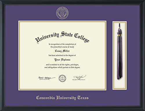 Concordia University Texas - Officially Licensed - Gold Embossed Tassel Diploma Frame - Document Size 14" x 11"