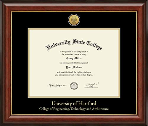 University of Hartford College of Engineering, Technology, and Architecture - Officially Licensed - Gold Medallion Diploma Frame - Document Size 12" x 9"